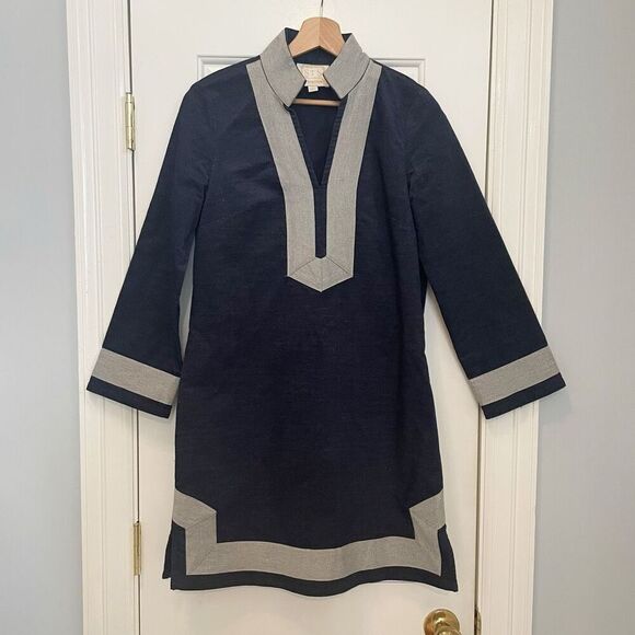 STS Sail to Sable Stretch Blue Denim shift Dress Size Small - Picture 1 of 6